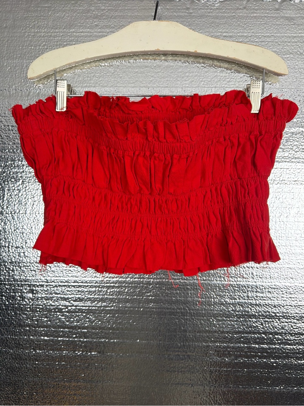 Free People Red Ruffle Tube Top - Picture 2 of 3